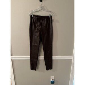 H&M Faux Leather Skinny Pants Womens 8 Wine Burgundy High Waist Stretch 0790368